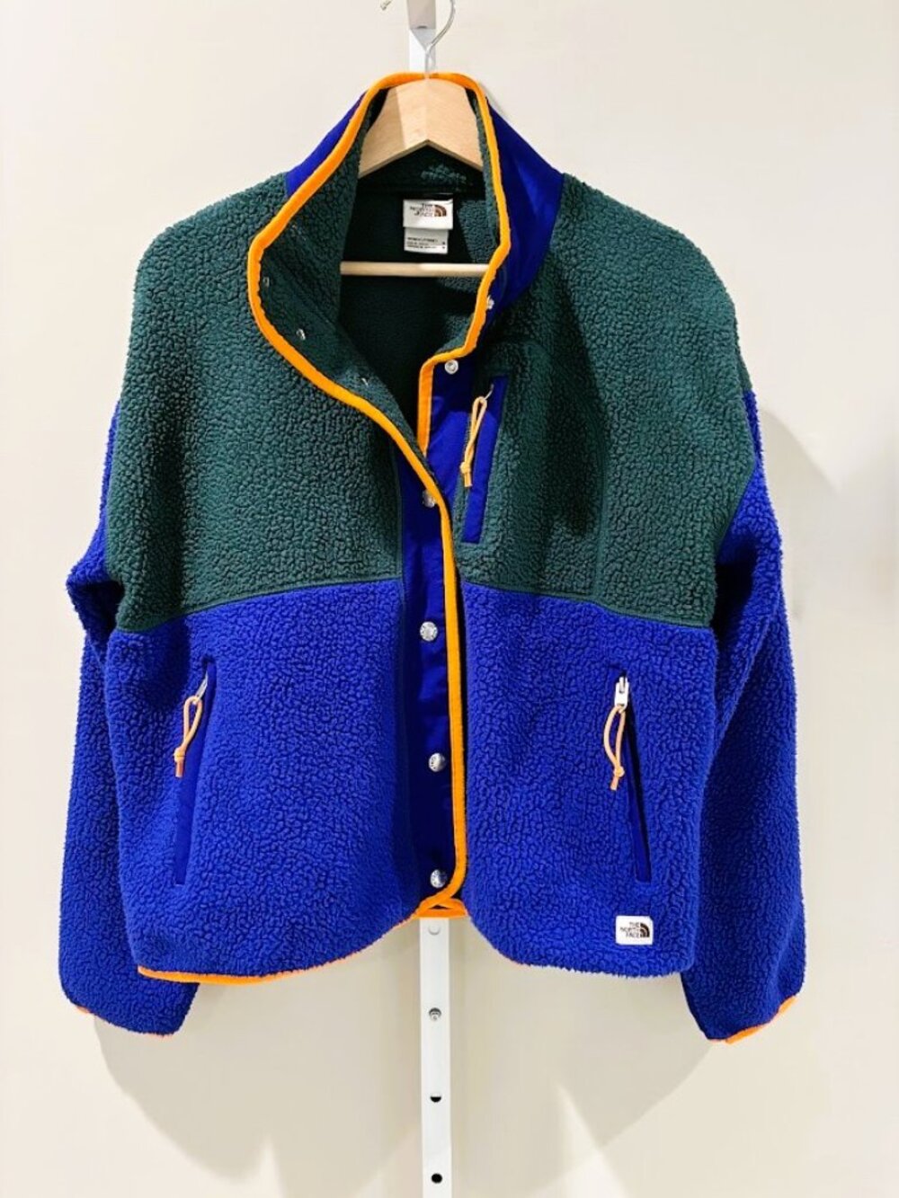 The North Face Womens Royal Arch Sherpa Fleece Jacket Medium Colorblock Snap